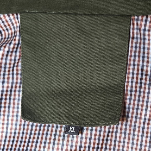 Mens Olive Green Military Field Jacket Button Front Gingham Lined XL Coat - Picture 7 of 7